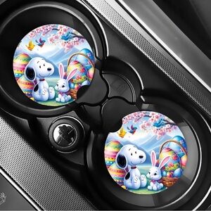 Snoopy Easter Car Coasters Absorbent Set of (2)